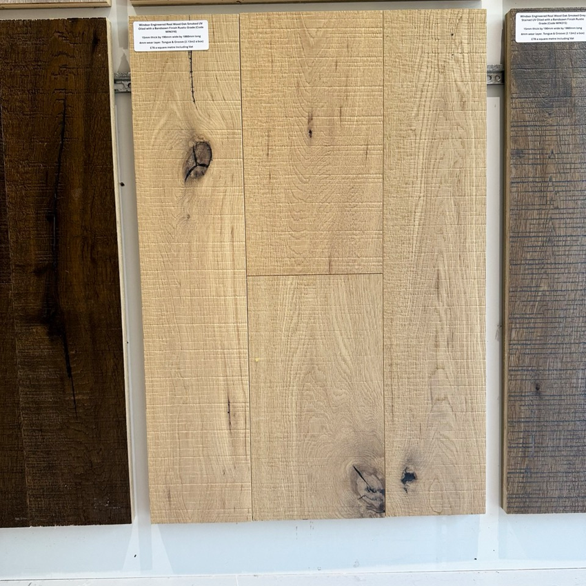 Windsor Engineered Real Wood Oak Smoked UV Oiled with a Bandsawn Finish